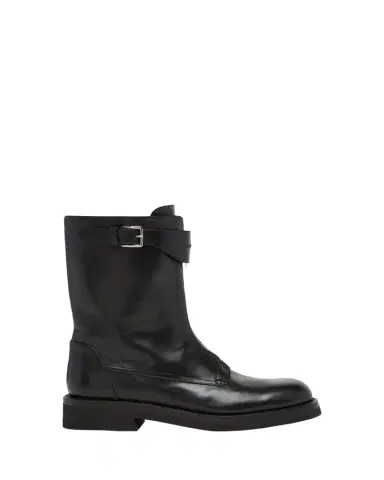McQueen Men's Biker Leather Center-Zip Buckle Boots | Thumbnail 1 McQueen Men's Biker Leather Center-Zip Buckle Boots | Thumbnail 1
