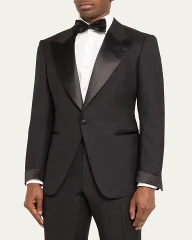 TOM FORD Men's Shelton Twill Peak Tuxedo | Thumbnail 4 TOM FORD Men's Shelton Twill Peak Tuxedo | Thumbnail 4