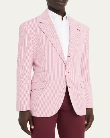 Brunello Cucinelli Men's Cotton-Blend Single-Breasted Jacket | Thumbnail 4 Brunello Cucinelli Men's Cotton-Blend Single-Breasted Jacket | Thumbnail 4