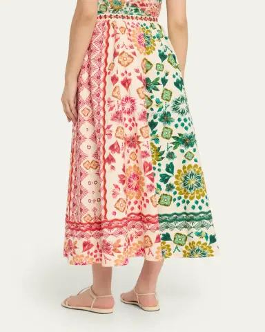 Saloni Judi B Printed Button-Front Skirt | Thumbnail 3 Saloni Judi B Printed Button-Front Skirt | Thumbnail 3