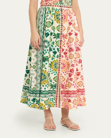 Saloni Judi B Printed Button-Front Skirt | Thumbnail 4 Saloni Judi B Printed Button-Front Skirt | Thumbnail 4