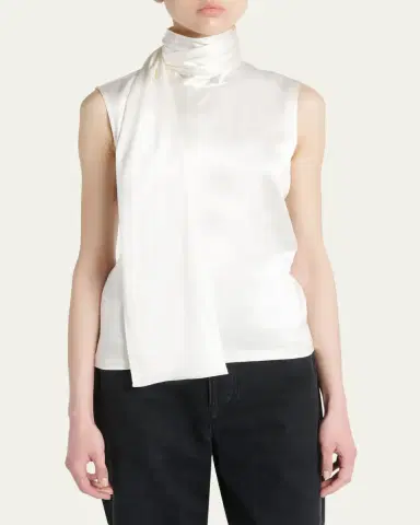 Bottega Veneta Scarf-Neck Satin Sleeveless Top | Thumbnail 4 Bottega Veneta Scarf-Neck Satin Sleeveless Top | Thumbnail 4