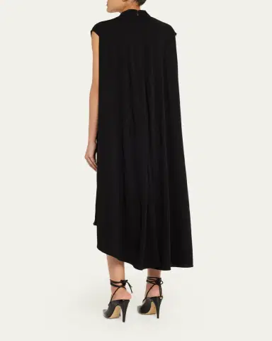 Bottega Veneta Mock-Neck Gathered Jersey Asymmetric Midi Dress | Thumbnail 3 Bottega Veneta Mock-Neck Gathered Jersey Asymmetric Midi Dress | Thumbnail 3