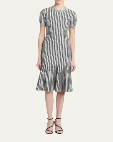 McQueen Striped Jacquard Knit Trumpet Midi Dress | Thumbnail 2 McQueen Striped Jacquard Knit Trumpet Midi Dress | Thumbnail 2