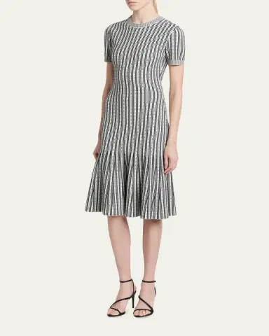 McQueen Striped Jacquard Knit Trumpet Midi Dress | Thumbnail 4 McQueen Striped Jacquard Knit Trumpet Midi Dress | Thumbnail 4