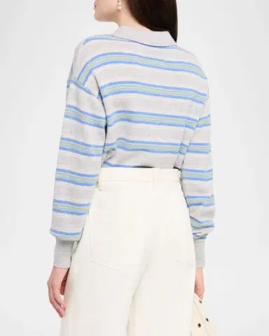 Guest in Residence Collegiate Stripe Cashmere Polo | Thumbnail 2 Guest in Residence Collegiate Stripe Cashmere Polo | Thumbnail 2