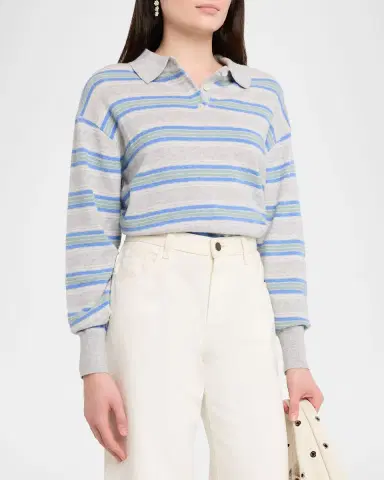 Guest in Residence Collegiate Stripe Cashmere Polo | Thumbnail 3 Guest in Residence Collegiate Stripe Cashmere Polo | Thumbnail 3