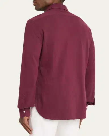 Kiton Men's Solid Cotton Classic-Fit Sport Shirt | Thumbnail 3 Kiton Men's Solid Cotton Classic-Fit Sport Shirt | Thumbnail 3