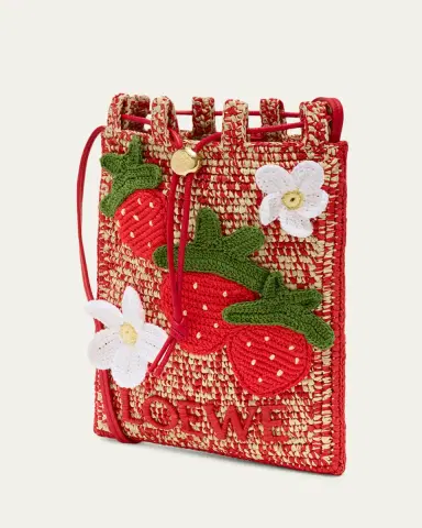 Loewe x Paula's Ibiza Strawberry Applique Raffia Pouch Bag | Thumbnail 2 Loewe x Paula's Ibiza Strawberry Applique Raffia Pouch Bag | Thumbnail 2