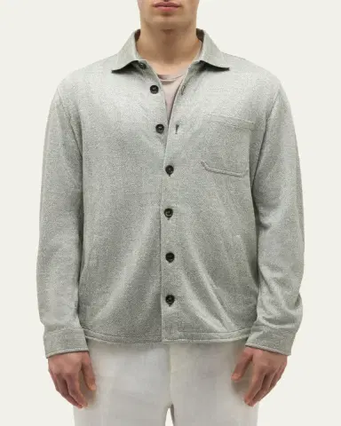 Baldassari Men's Linen, Silk and Cotton Herringbone Overshirt | Thumbnail 4 Baldassari Men's Linen, Silk and Cotton Herringbone Overshirt | Thumbnail 4