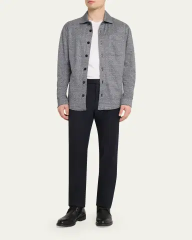 Baldassari Men's Linen, Silk and Cotton Herringbone Overshirt | Thumbnail 7 Baldassari Men's Linen, Silk and Cotton Herringbone Overshirt | Thumbnail 7