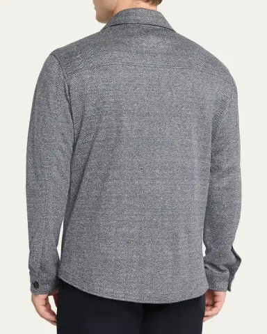Baldassari Men's Linen, Silk and Cotton Herringbone Overshirt | Thumbnail 8 Baldassari Men's Linen, Silk and Cotton Herringbone Overshirt | Thumbnail 8