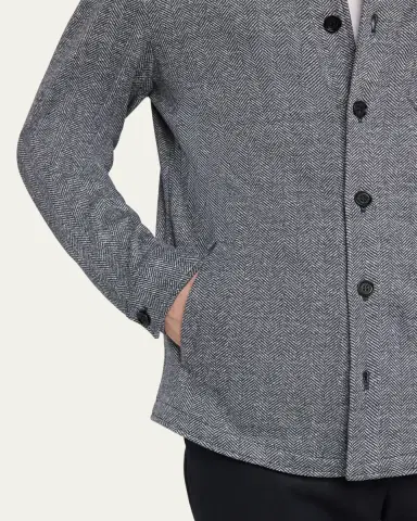 Baldassari Men's Linen, Silk and Cotton Herringbone Overshirt | Thumbnail 10 Baldassari Men's Linen, Silk and Cotton Herringbone Overshirt | Thumbnail 10