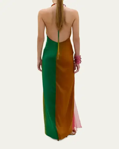Silvia Tcherassi Dixon Twisted Satin Plunging Halter Maxi Dress | Thumbnail 3 Silvia Tcherassi Dixon Twisted Satin Plunging Halter Maxi Dress | Thumbnail 3