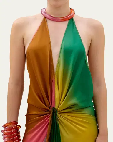 Silvia Tcherassi Dixon Twisted Satin Plunging Halter Maxi Dress | Thumbnail 4 Silvia Tcherassi Dixon Twisted Satin Plunging Halter Maxi Dress | Thumbnail 4