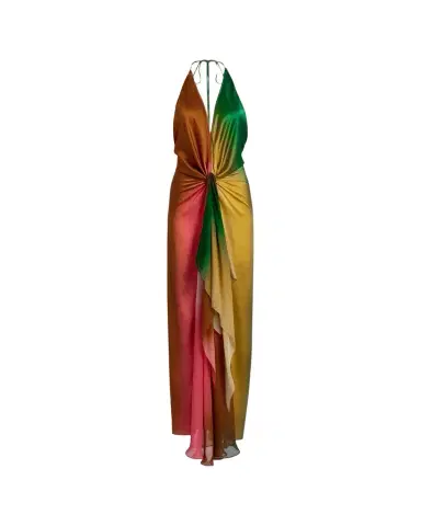 Silvia Tcherassi Dixon Twisted Satin Plunging Halter Maxi Dress | Thumbnail 1 Silvia Tcherassi Dixon Twisted Satin Plunging Halter Maxi Dress | Thumbnail 1