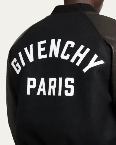 Givenchy Men's Mixed Material Wool and Leather Bomber Jacket | Thumbnail 5 Givenchy Men's Mixed Material Wool and Leather Bomber Jacket | Thumbnail 5