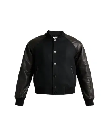 Givenchy Men's Mixed Material Wool and Leather Bomber Jacket | Thumbnail 1 Givenchy Men's Mixed Material Wool and Leather Bomber Jacket | Thumbnail 1