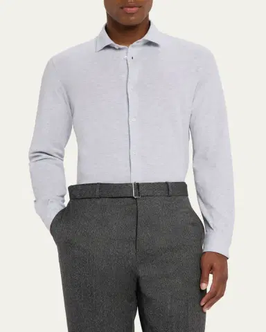 Fedeli Men's Heathered Pique Sport Shirt | Thumbnail 4 Fedeli Men's Heathered Pique Sport Shirt | Thumbnail 4