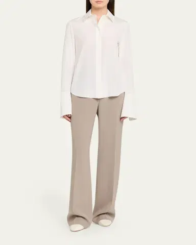 Lafayette 148 New York Lace-Trim Organic Silk Georgette Blouse | Thumbnail 2 Lafayette 148 New York Lace-Trim Organic Silk Georgette Blouse | Thumbnail 2