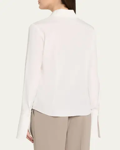 Lafayette 148 New York Lace-Trim Organic Silk Georgette Blouse | Thumbnail 3 Lafayette 148 New York Lace-Trim Organic Silk Georgette Blouse | Thumbnail 3
