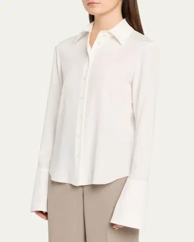 Lafayette 148 New York Lace-Trim Organic Silk Georgette Blouse | Thumbnail 4 Lafayette 148 New York Lace-Trim Organic Silk Georgette Blouse | Thumbnail 4