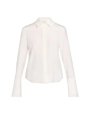 Lafayette 148 New York Lace-Trim Organic Silk Georgette Blouse | Thumbnail 1 Lafayette 148 New York Lace-Trim Organic Silk Georgette Blouse | Thumbnail 1