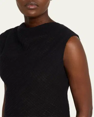 Vince Shadow Grid Cowl-Neck Top | Thumbnail 5 Vince Shadow Grid Cowl-Neck Top | Thumbnail 5