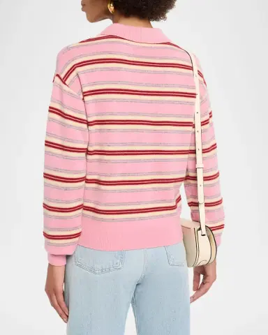 Guest in Residence Collegiate Stripe Cashmere Polo | Thumbnail 2 Guest in Residence Collegiate Stripe Cashmere Polo | Thumbnail 2