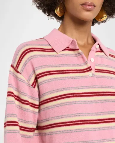 Guest in Residence Collegiate Stripe Cashmere Polo | Thumbnail 4 Guest in Residence Collegiate Stripe Cashmere Polo | Thumbnail 4