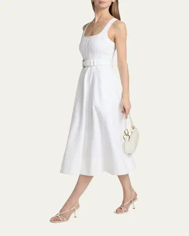 Cinq à Sept Cambree Belted A-Line Denim Midi Dress | Thumbnail 2 Cinq à Sept Cambree Belted A-Line Denim Midi Dress | Thumbnail 2