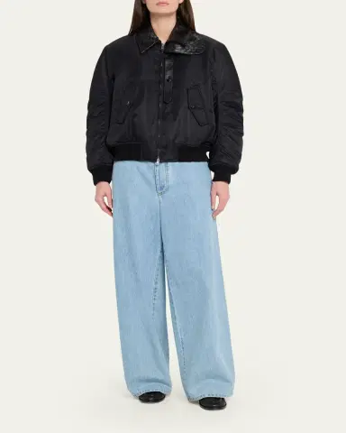 Bottega Veneta Intrecciato Collar Blouson Bomber Jacket | Thumbnail 2 Bottega Veneta Intrecciato Collar Blouson Bomber Jacket | Thumbnail 2