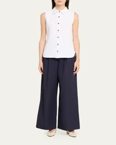 Lafayette 148 New York Sleeveless Cotton Pique Shirt | Thumbnail 2 Lafayette 148 New York Sleeveless Cotton Pique Shirt | Thumbnail 2