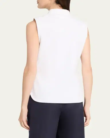 Lafayette 148 New York Sleeveless Cotton Pique Shirt | Thumbnail 3 Lafayette 148 New York Sleeveless Cotton Pique Shirt | Thumbnail 3