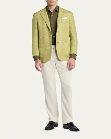 Kiton Men's Solid Cotton Pocket Snap-Front Shirt | Thumbnail 7 Kiton Men's Solid Cotton Pocket Snap-Front Shirt | Thumbnail 7