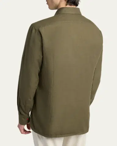 Kiton Men's Solid Cotton Pocket Snap-Front Shirt | Thumbnail 8 Kiton Men's Solid Cotton Pocket Snap-Front Shirt | Thumbnail 8
