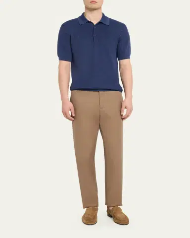 Baldassari Men's Garment-Dyed Cotton Knit Short-Sleeve Polo Sweater | Thumbnail 2 Baldassari Men's Garment-Dyed Cotton Knit Short-Sleeve Polo Sweater | Thumbnail 2