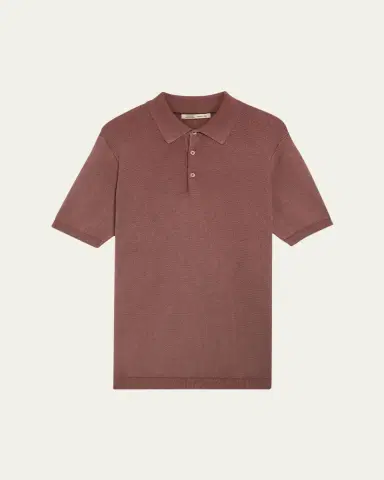 Baldassari Men's Garment-Dyed Cotton Knit Short-Sleeve Polo Sweater | Thumbnail 6 Baldassari Men's Garment-Dyed Cotton Knit Short-Sleeve Polo Sweater | Thumbnail 6