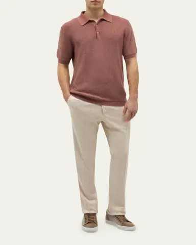 Baldassari Men's Garment-Dyed Cotton Knit Short-Sleeve Polo Sweater | Thumbnail 7 Baldassari Men's Garment-Dyed Cotton Knit Short-Sleeve Polo Sweater | Thumbnail 7