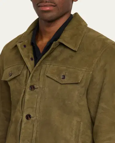 Officine Generale Men's Liam Suede Trucker Jacket | Thumbnail 5 Officine Generale Men's Liam Suede Trucker Jacket | Thumbnail 5