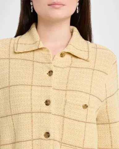 Guest In Residence Dylan Plaid Cashmere-Linen Shirt | Thumbnail 4 Guest In Residence Dylan Plaid Cashmere-Linen Shirt | Thumbnail 4