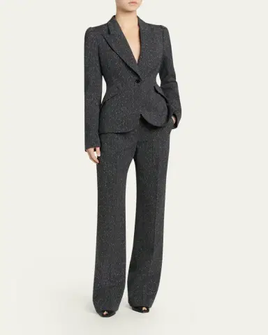 McQueen High-Rise Pinstripe Straight-Leg Trousers | Thumbnail 2 McQueen High-Rise Pinstripe Straight-Leg Trousers | Thumbnail 2