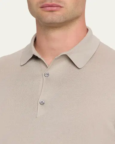 John Smedley Men's Solid Long-Sleeve Polo Shirt | Thumbnail 5 John Smedley Men's Solid Long-Sleeve Polo Shirt | Thumbnail 5
