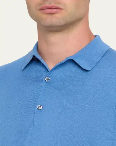 John Smedley Men's Solid Long-Sleeve Polo Shirt | Thumbnail 9 John Smedley Men's Solid Long-Sleeve Polo Shirt | Thumbnail 9