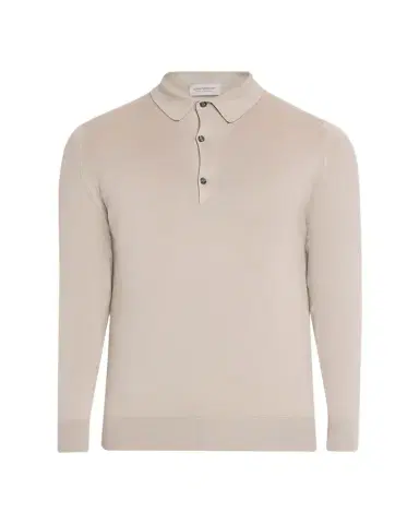 John Smedley Men's Solid Long-Sleeve Polo Shirt | Thumbnail 1 John Smedley Men's Solid Long-Sleeve Polo Shirt | Thumbnail 1