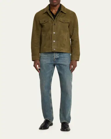 Officine Generale Men's Liam Suede Trucker Jacket | Thumbnail 2 Officine Generale Men's Liam Suede Trucker Jacket | Thumbnail 2