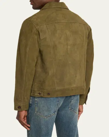 Officine Generale Men's Liam Suede Trucker Jacket | Thumbnail 3 Officine Generale Men's Liam Suede Trucker Jacket | Thumbnail 3