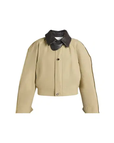 Bottega Veneta Intrecciato Collar Cotton Blouson Jacket | Thumbnail 1 Bottega Veneta Intrecciato Collar Cotton Blouson Jacket | Thumbnail 1