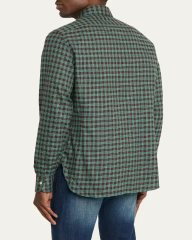Kiton Men's Cotton Plaid Classic Fit Sport Shirt | Thumbnail 3 Kiton Men's Cotton Plaid Classic Fit Sport Shirt | Thumbnail 3