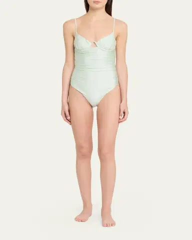 SIMKHAI Laine Ruched One-Piece Swimsuit | Thumbnail 2 SIMKHAI Laine Ruched One-Piece Swimsuit | Thumbnail 2